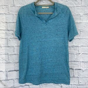 Alternative essential short sleeve w/quarter button up men size small